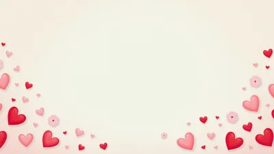 Romantic Background With Floating Hearts And Flowers