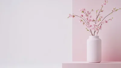 Minimalist Vase With Cherry Blossom Branches