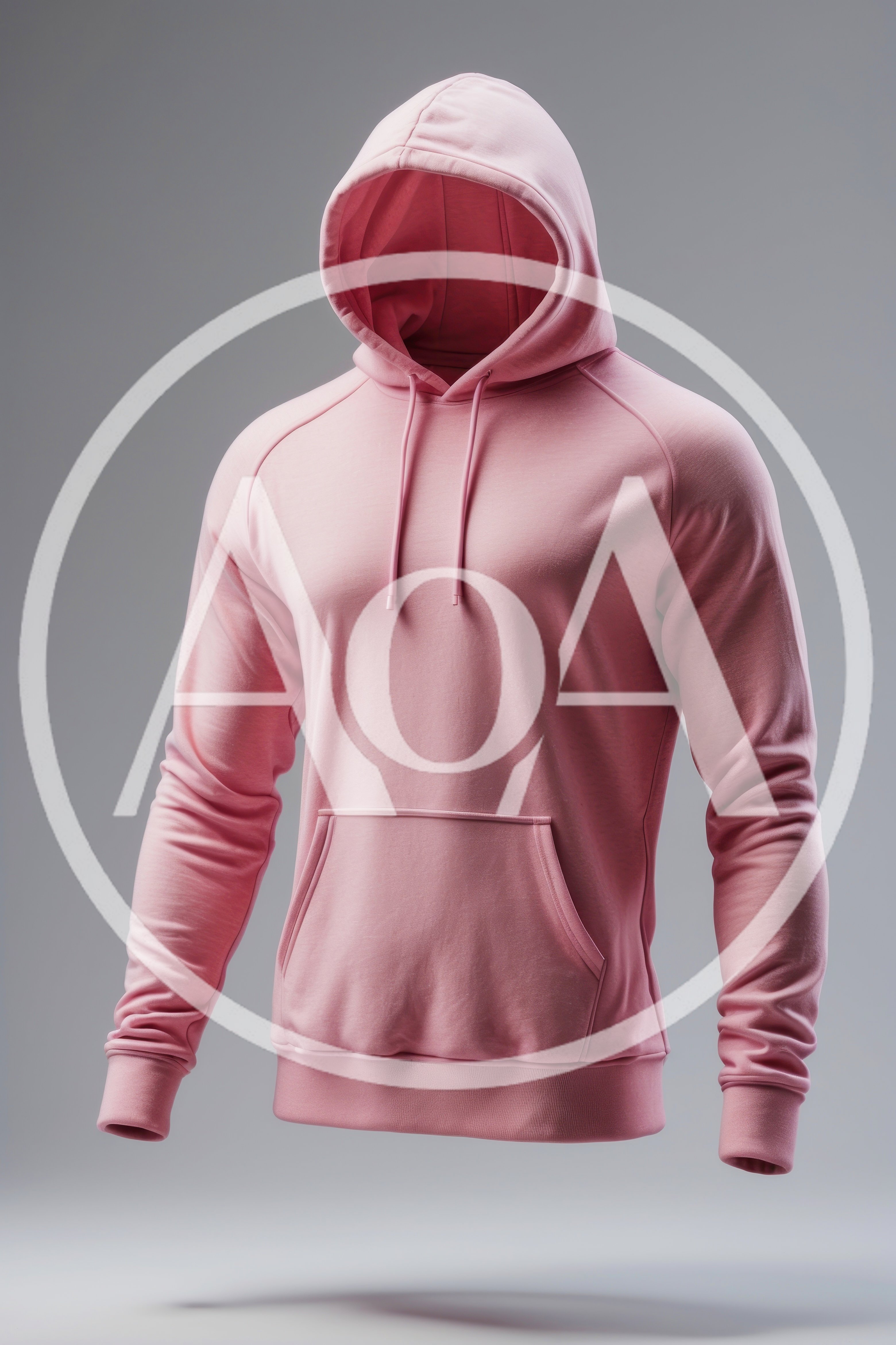 Pink Pullover Hoodie Isolated On Grey Background