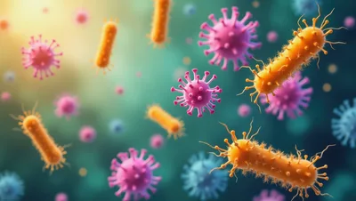 Microscopic View Of Bacteria And Viruses
