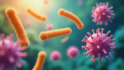Microscopic View Of Bacteria And Viruses