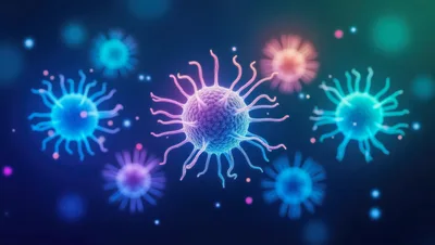 Abstract 3D Render Of Microscopic Viral Cells