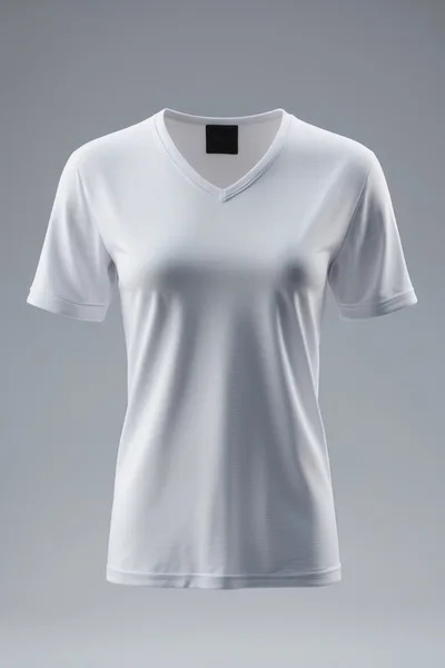White V-Neck T-Shirt Mockup on Grey Background