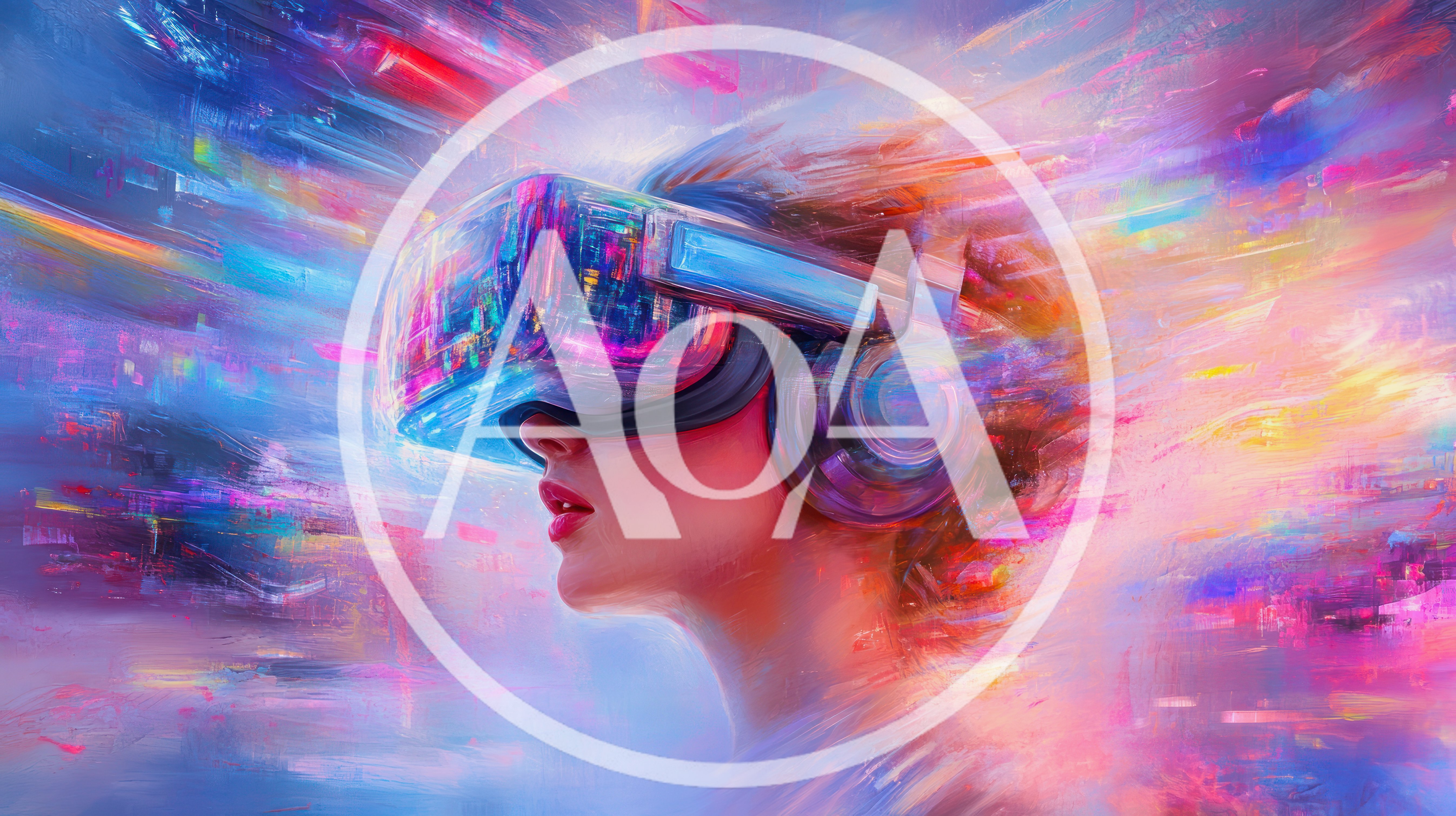 Woman Wearing Virtual Reality Headset In Digital Metaverse