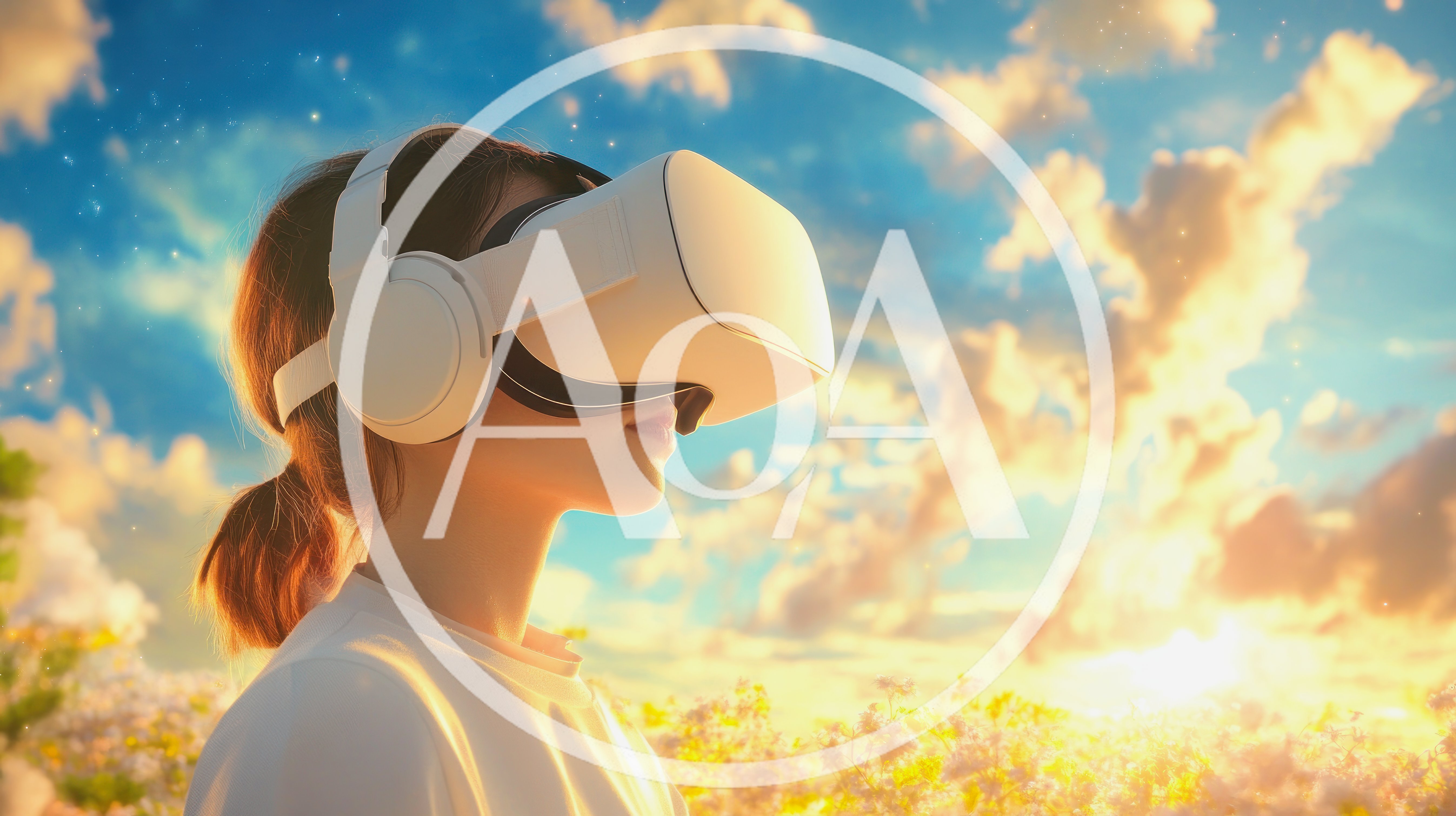 Young Woman Wearing Virtual Reality Headset Outdoors