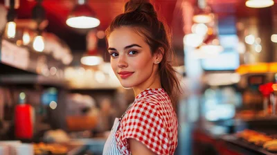 Young Woman Working in a Restaurant Kitchen