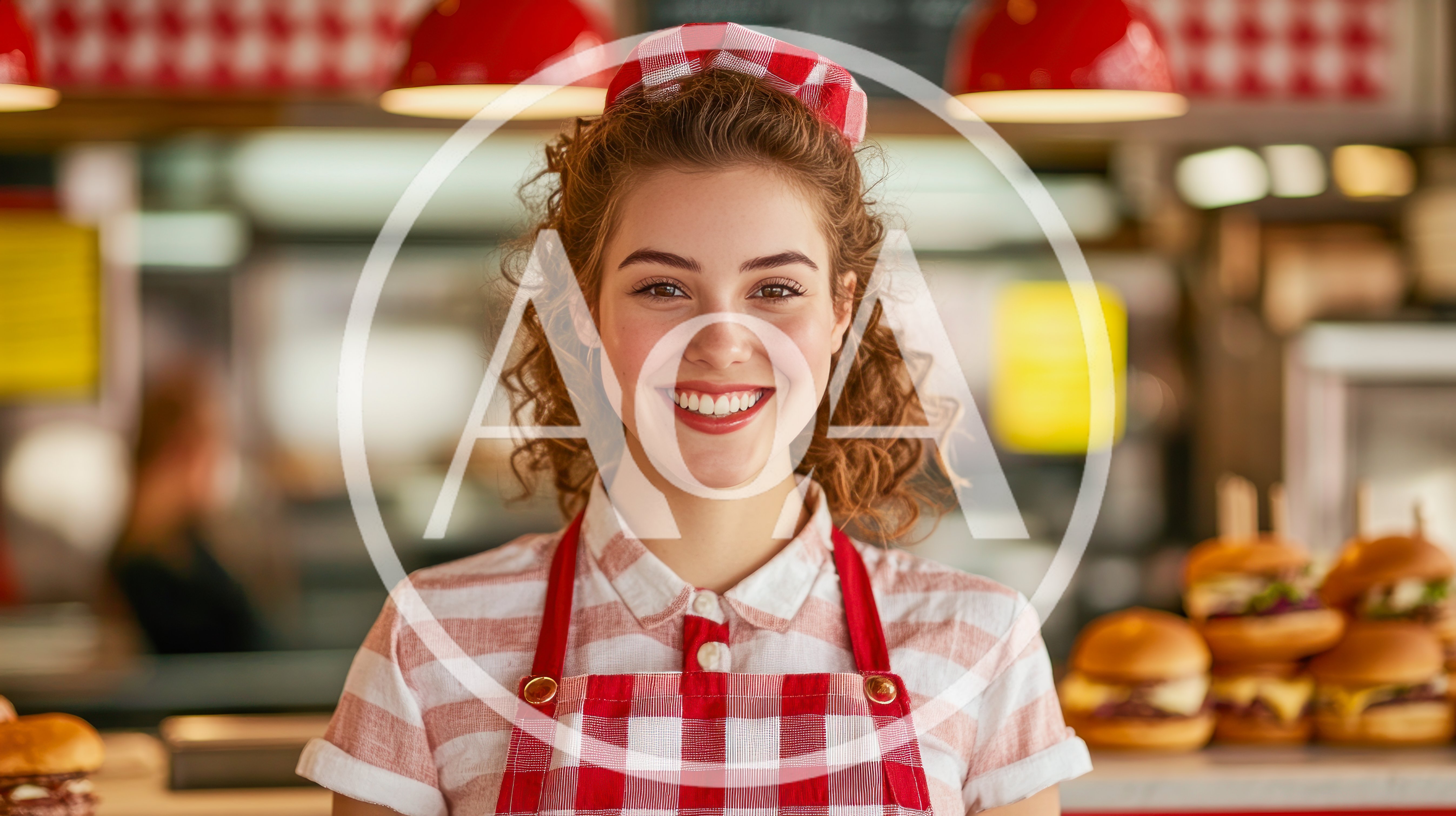 Smiling Young Waitress In A Retro Diner