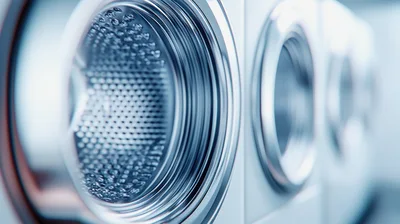 Close Up Of Industrial Washing Machine Drum