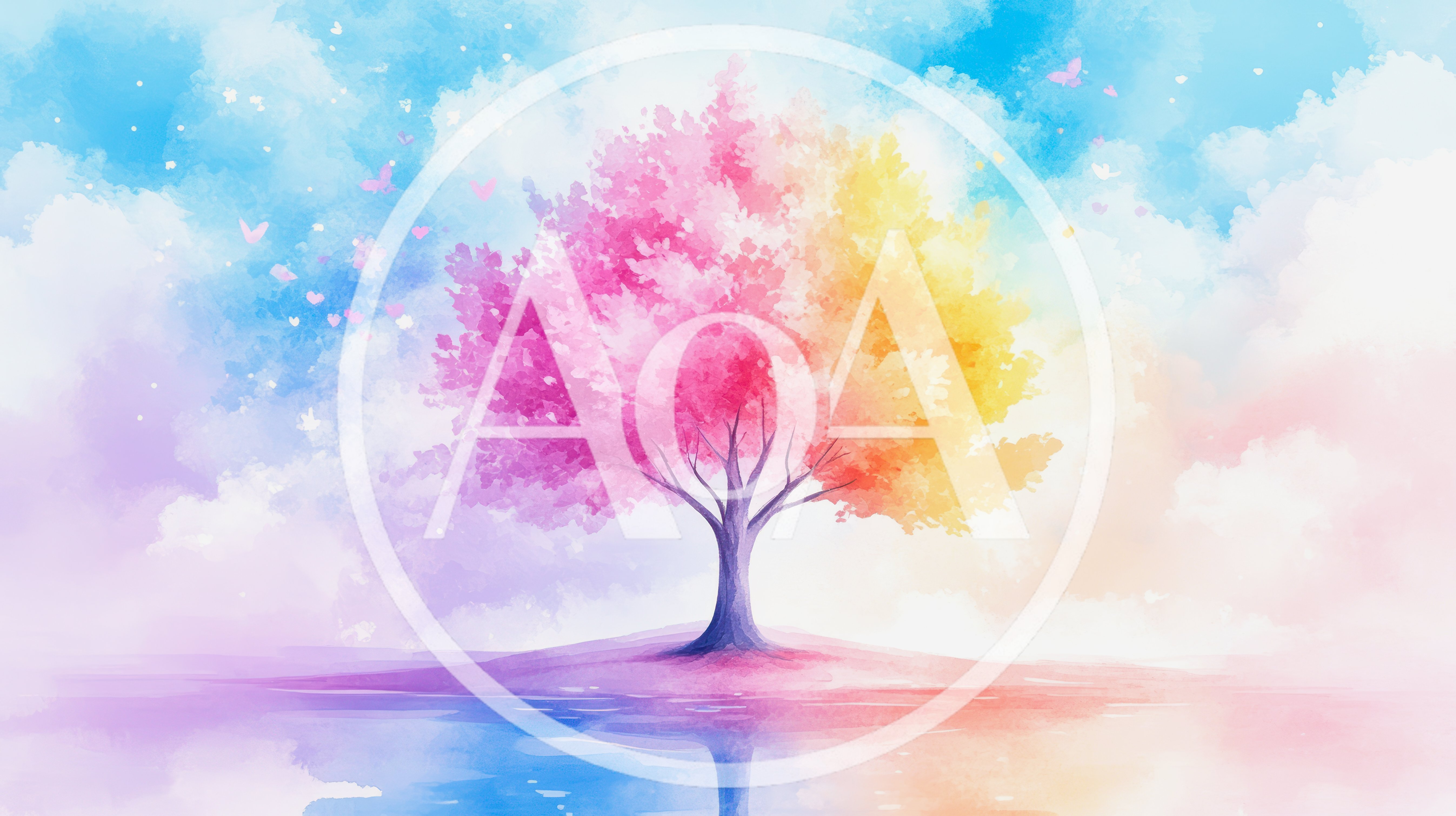 Watercolor Painting Of A Vibrant Colorful Tree