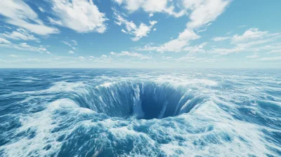 Massive Ocean Whirlpool In The Open Sea
