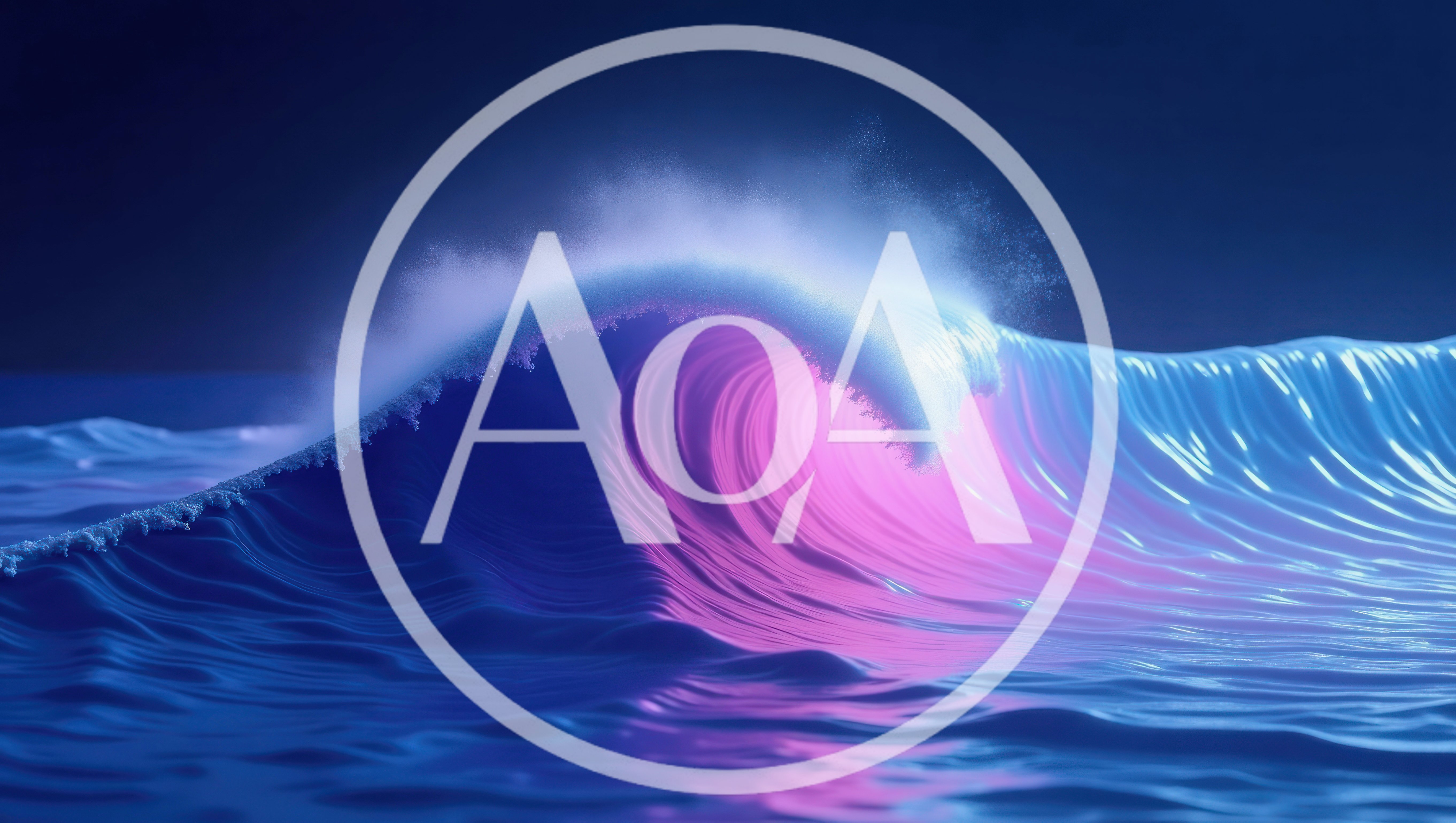 Glowing Neon Ocean Wave Breaking At Night