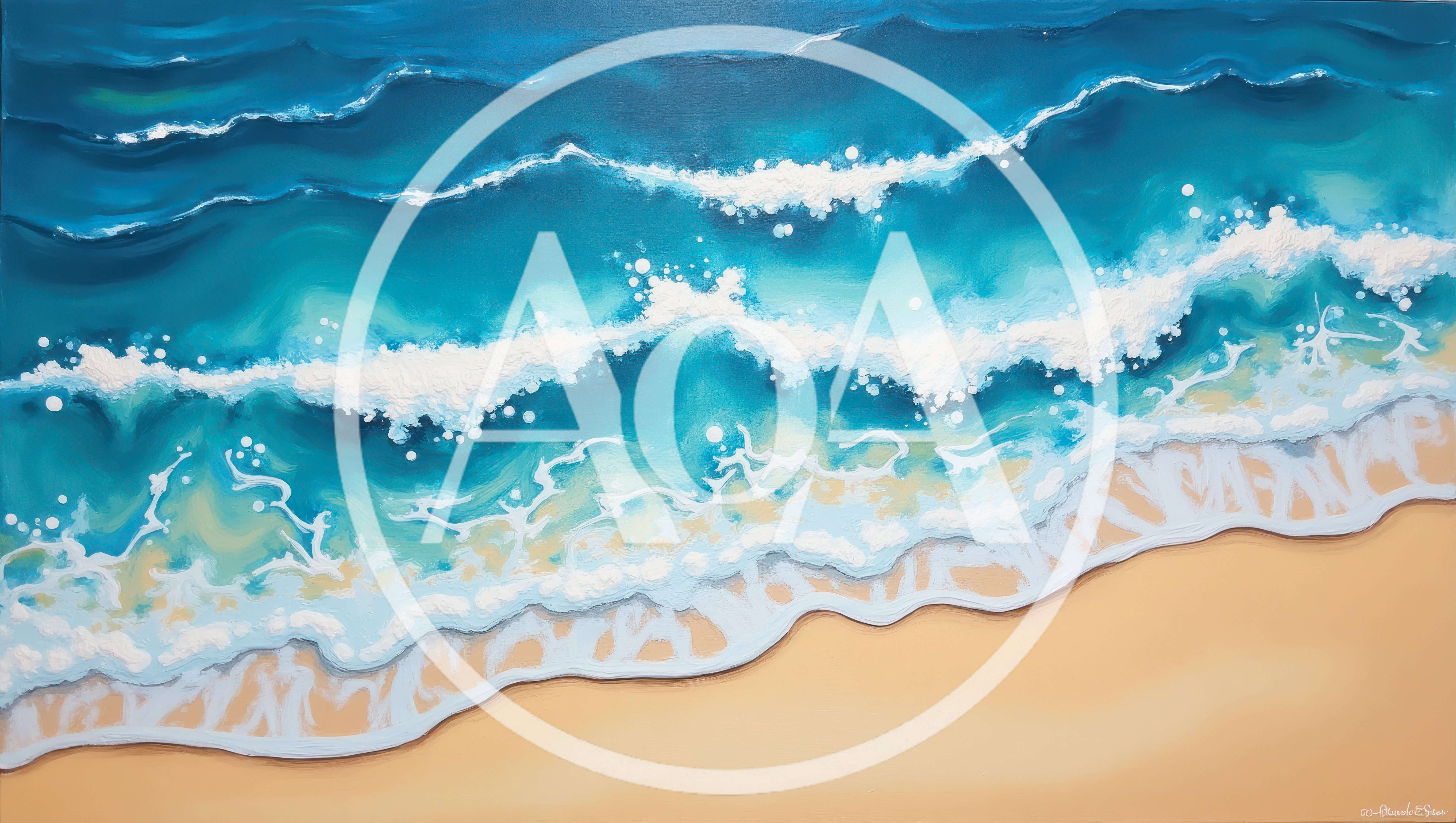 Aerial View Of Ocean Waves Crashing On Sandy Beach