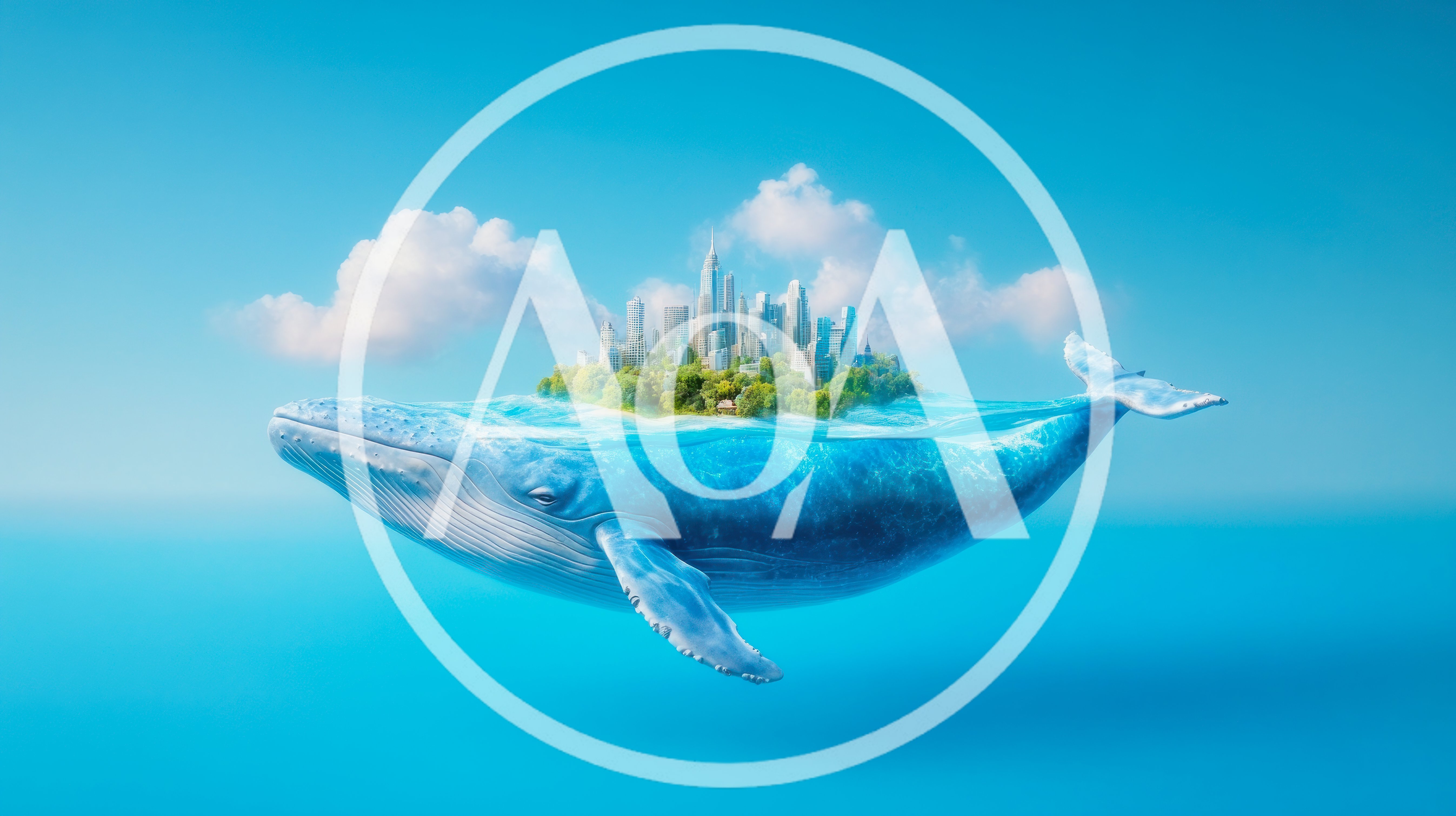 Surreal Giant Whale Carrying A City On Its Back