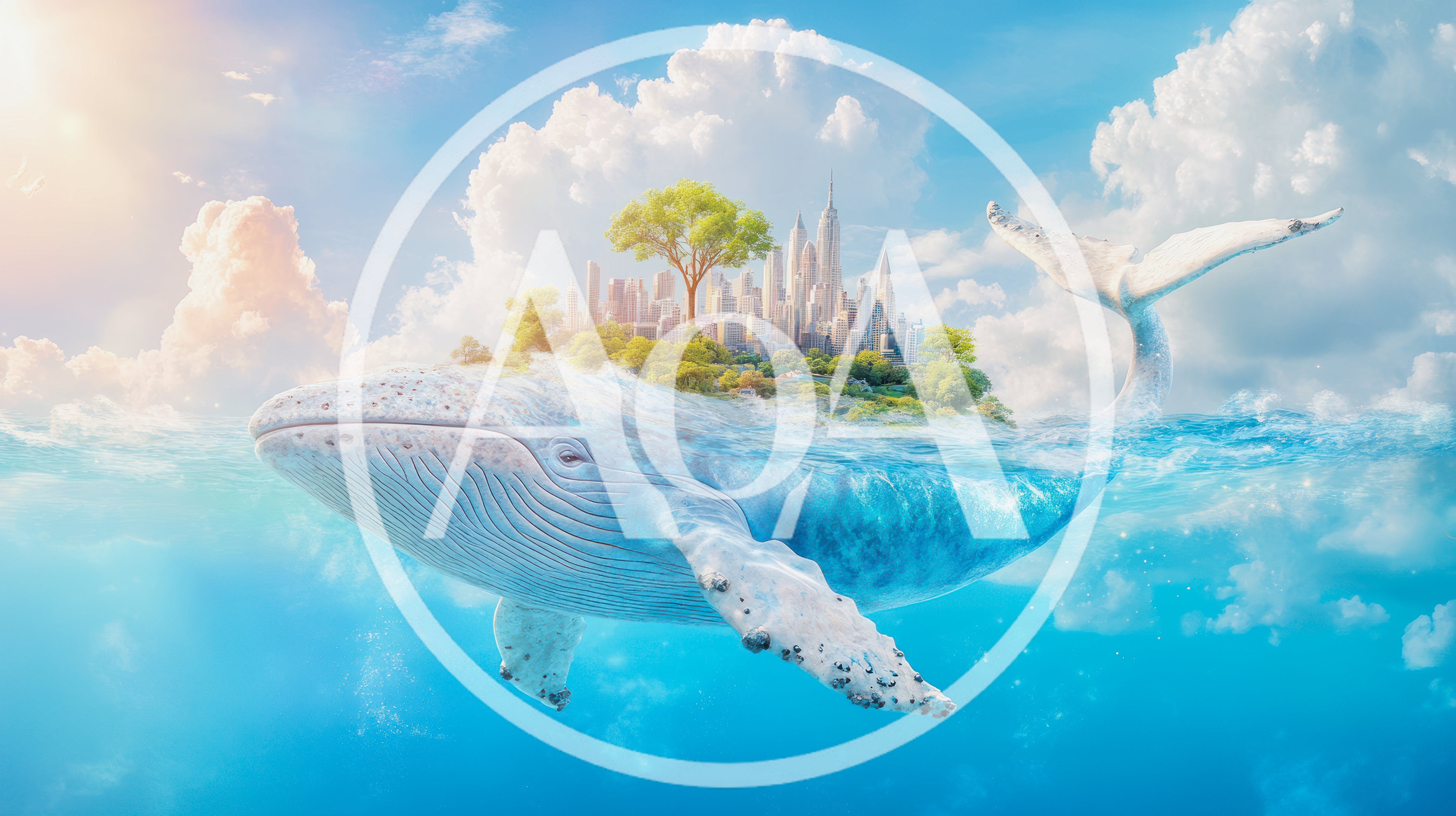 Surreal Giant Whale Carrying A City On Its Back