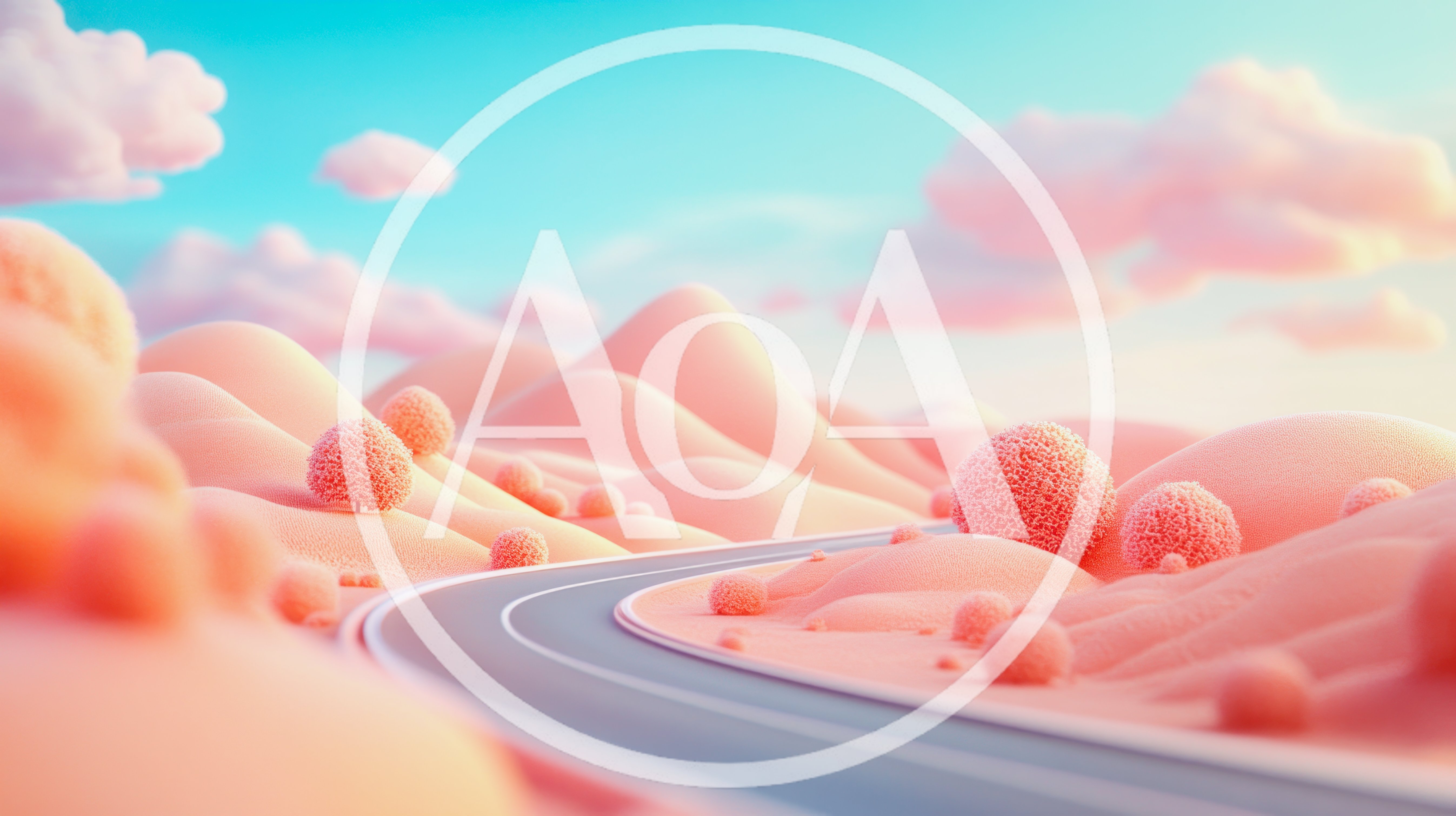 Surreal Pink Landscape With Winding Road