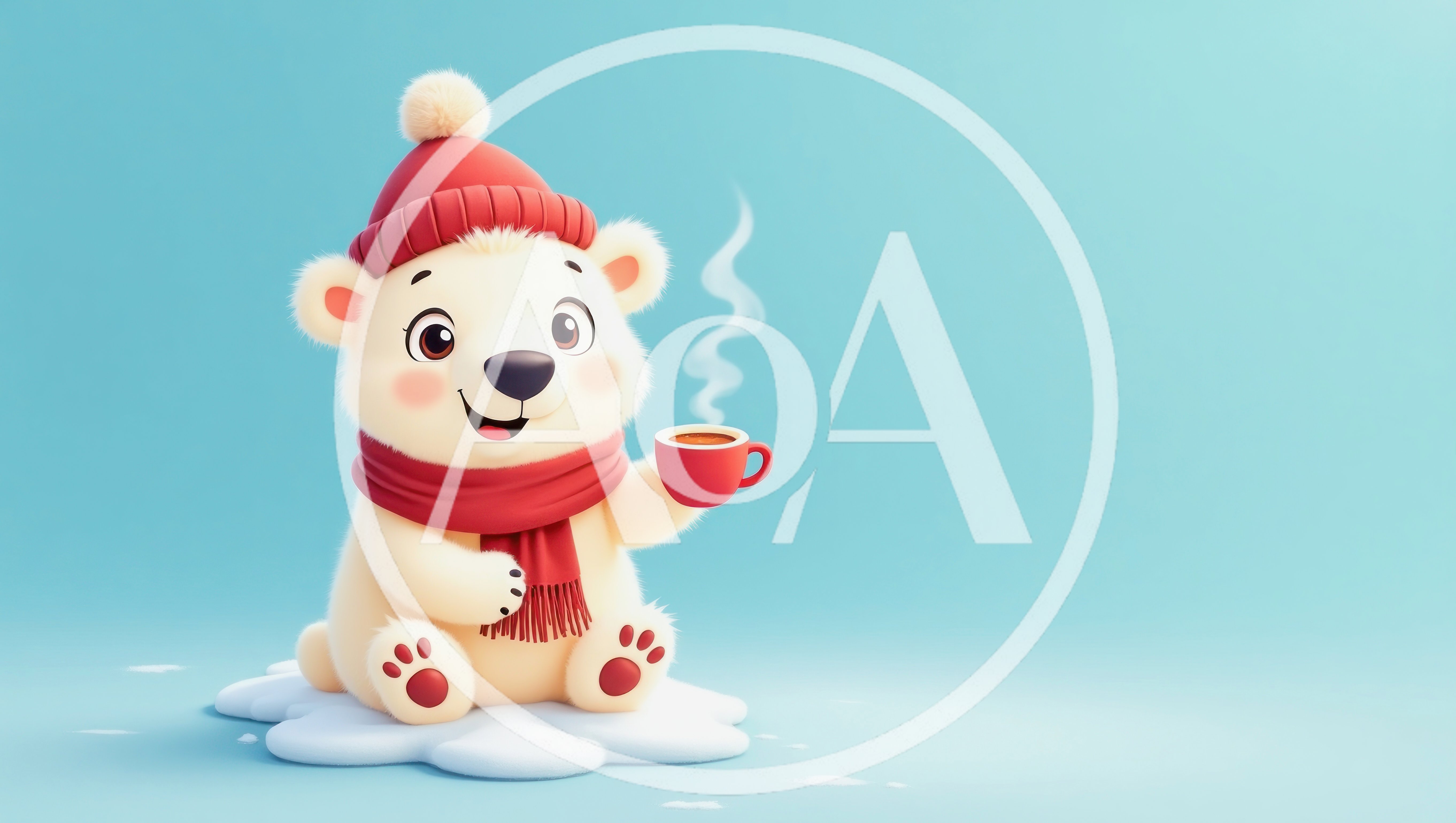 Cute Polar Bear Holding A Hot Cup Of Cocoa