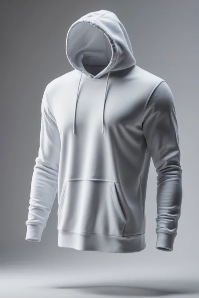 Blank White Hoodie Mockup On Grey Background