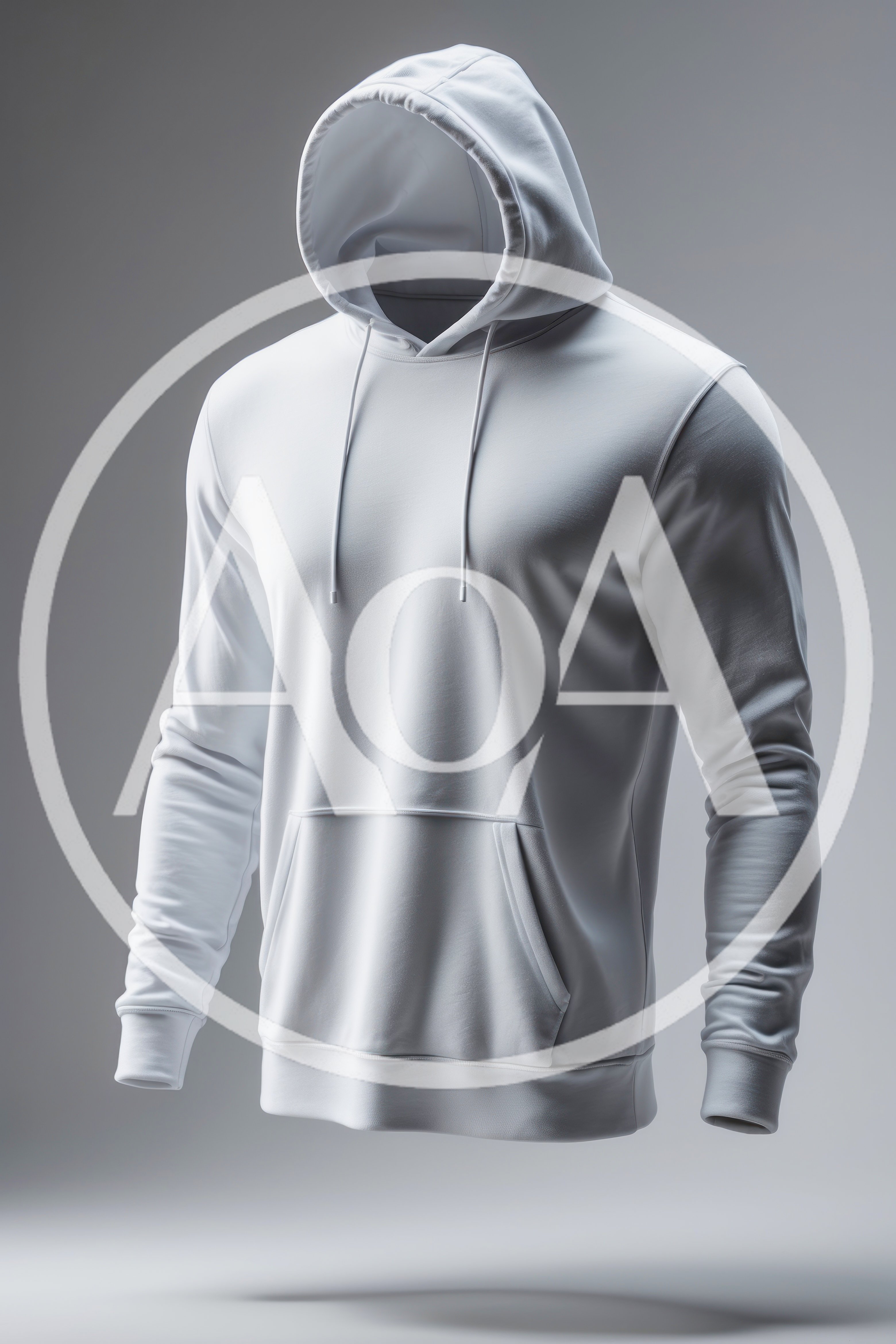 Blank White Hoodie Mockup On Grey Background