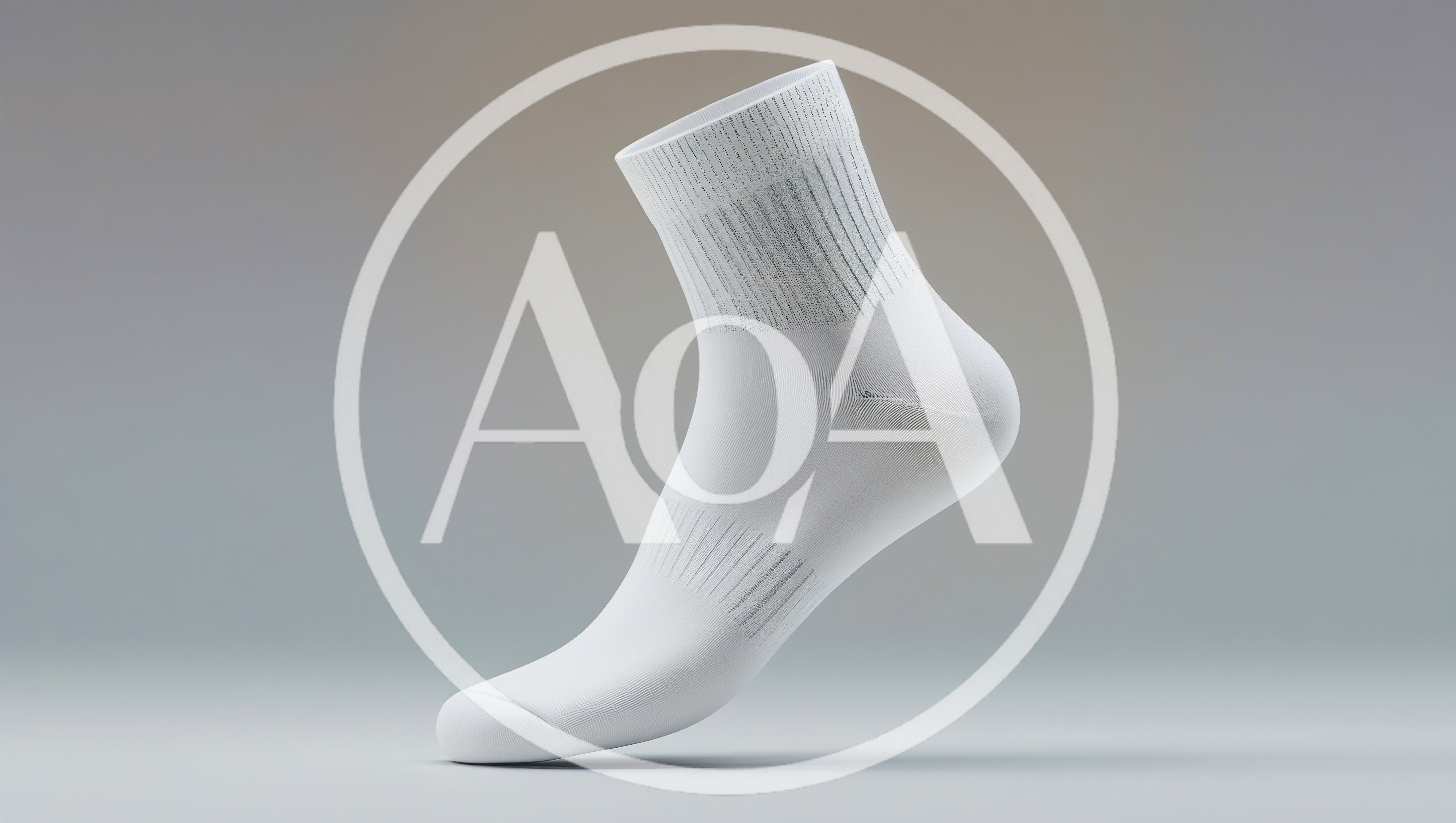 Single White Athletic Sock Isolated On Grey Background
