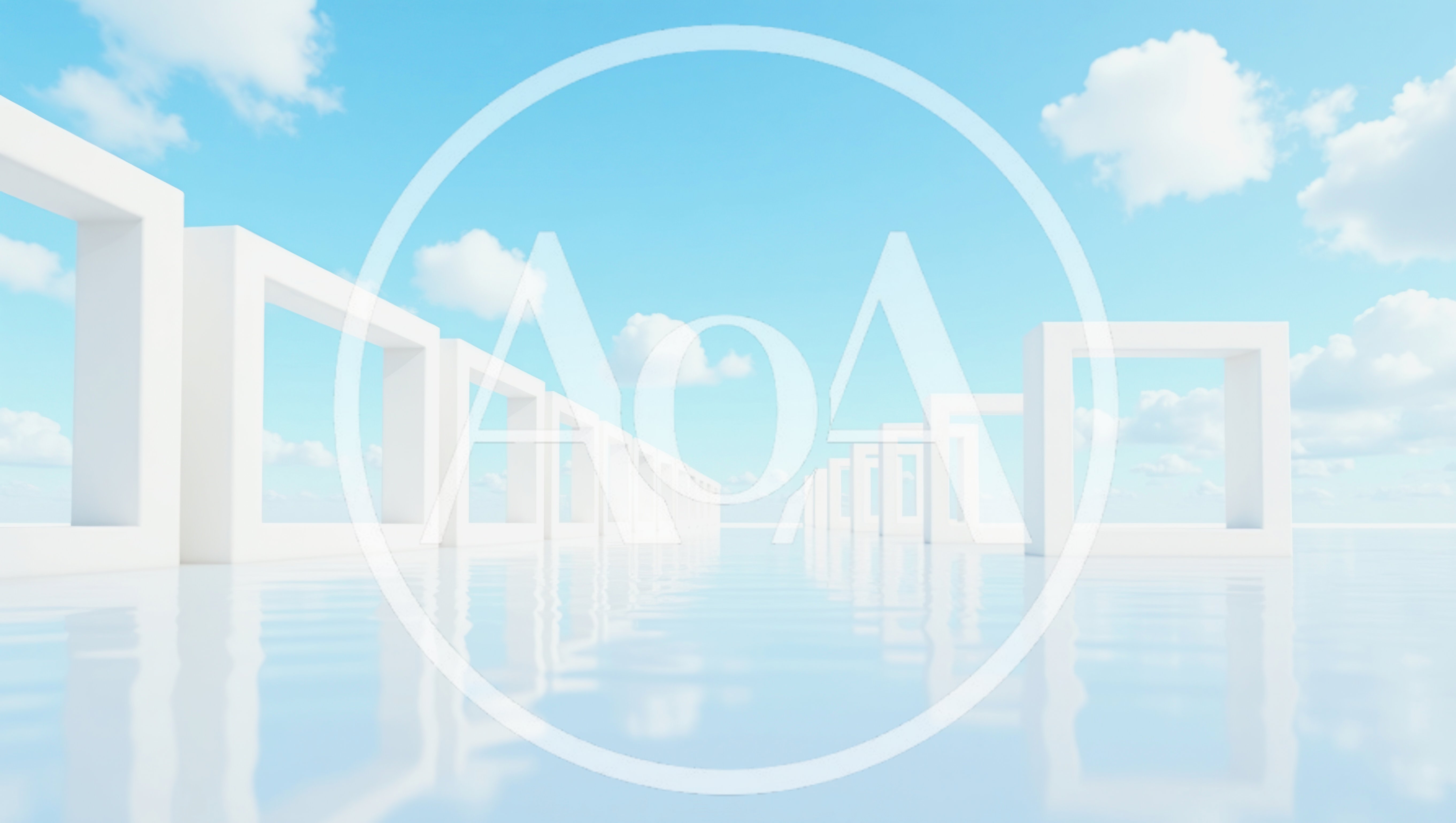 Abstract White Square Frames In A Reflective Water Landscape