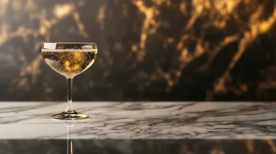 Champagne Coupe Glass on Marble Surface