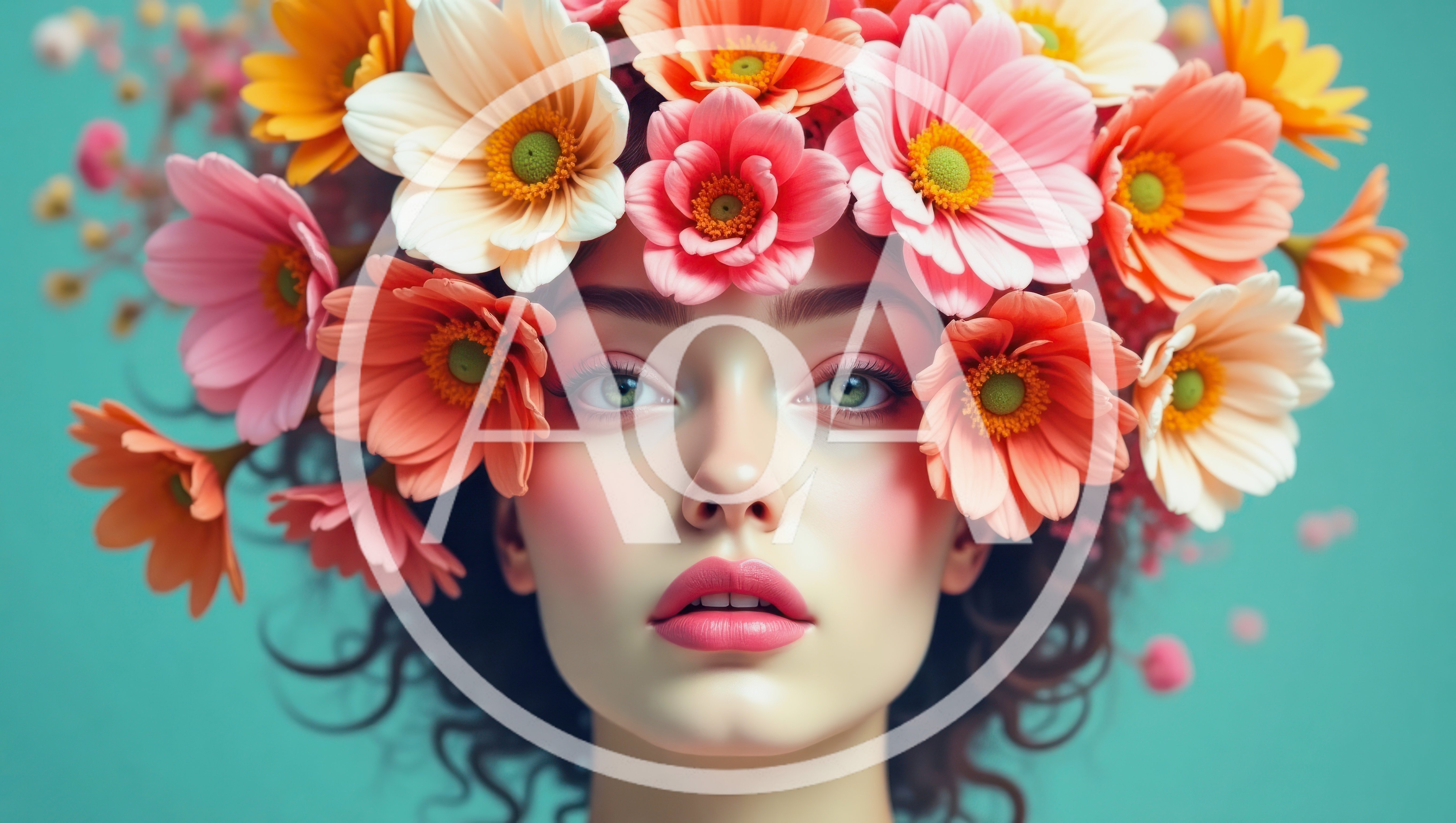 Portrait Of A Young Woman Wearing A Floral Crown