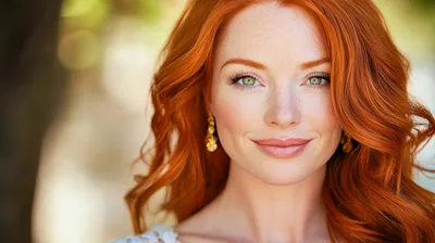 Portrait Of A Beautiful Woman With Vibrant Red Hair
