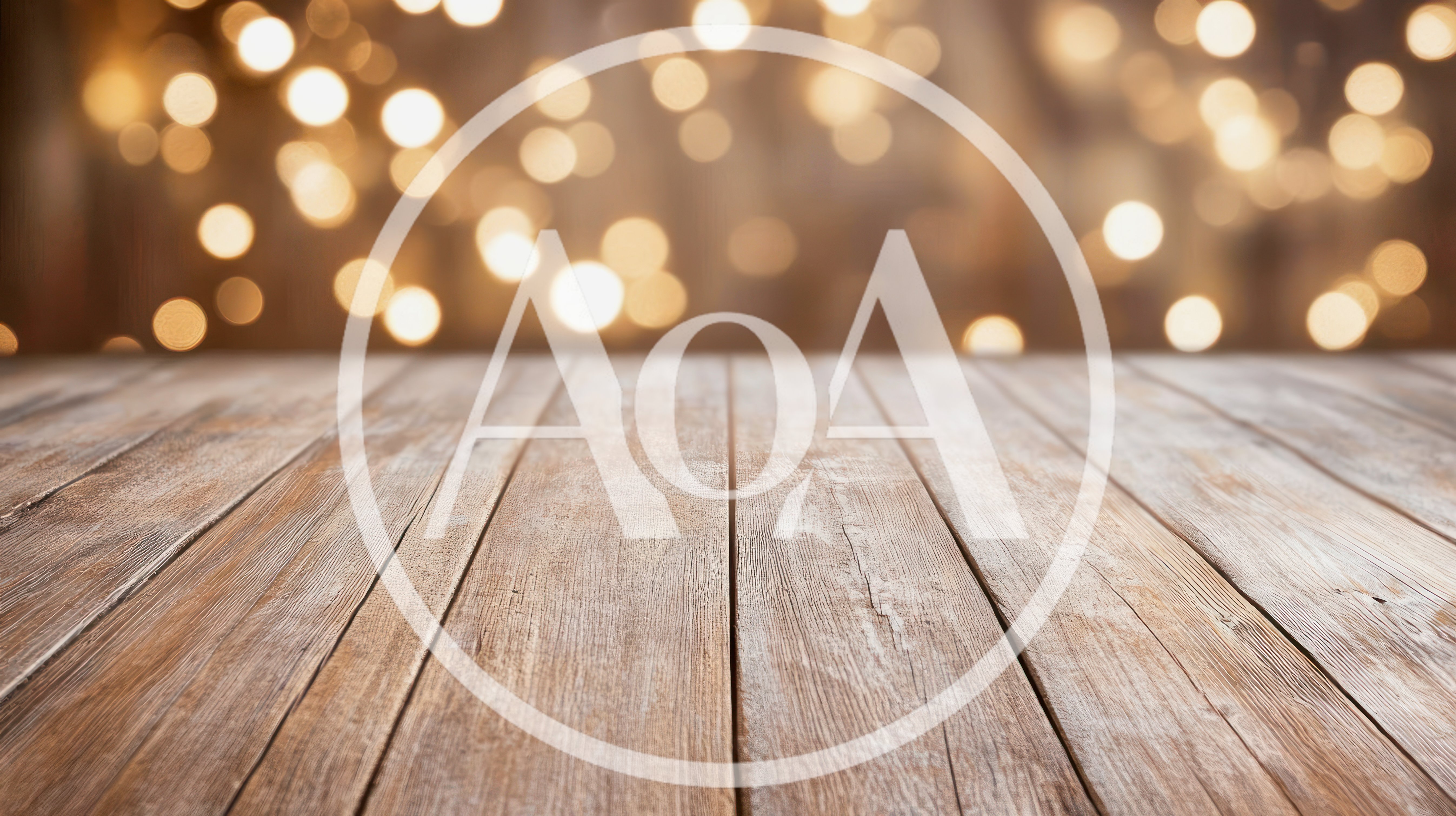 Rustic Wooden Table Surface With Blurred Golden Bokeh Background