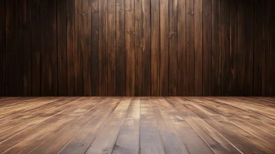 Empty Rustic Wooden Room With Vertical Wall Planks