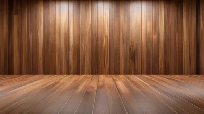 Empty Wooden Room With Vertical Wall Planks