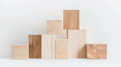 Wooden Blocks Arranged As A Minimalist Product Display