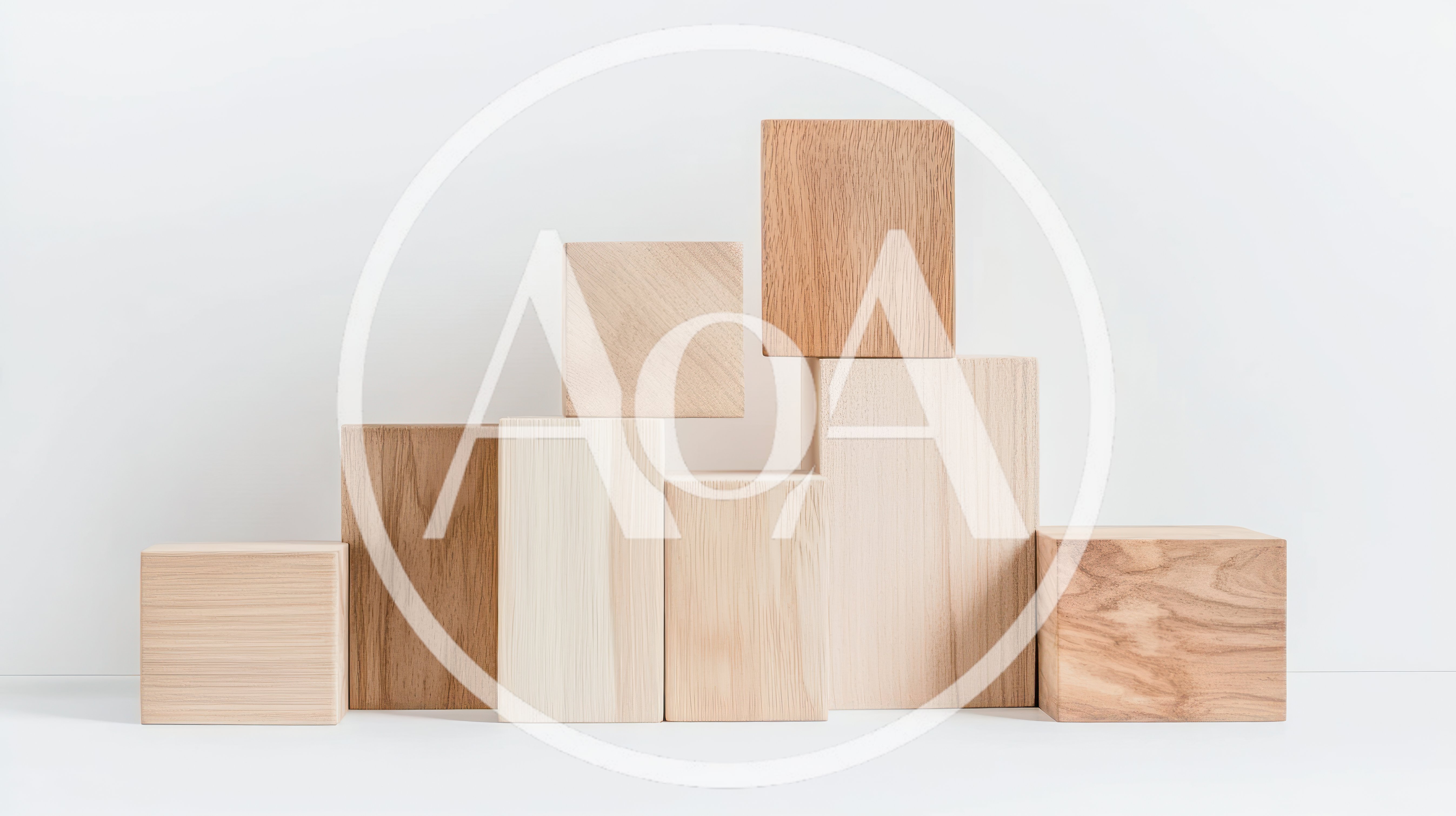 Wooden Blocks Arranged As A Minimalist Product Display