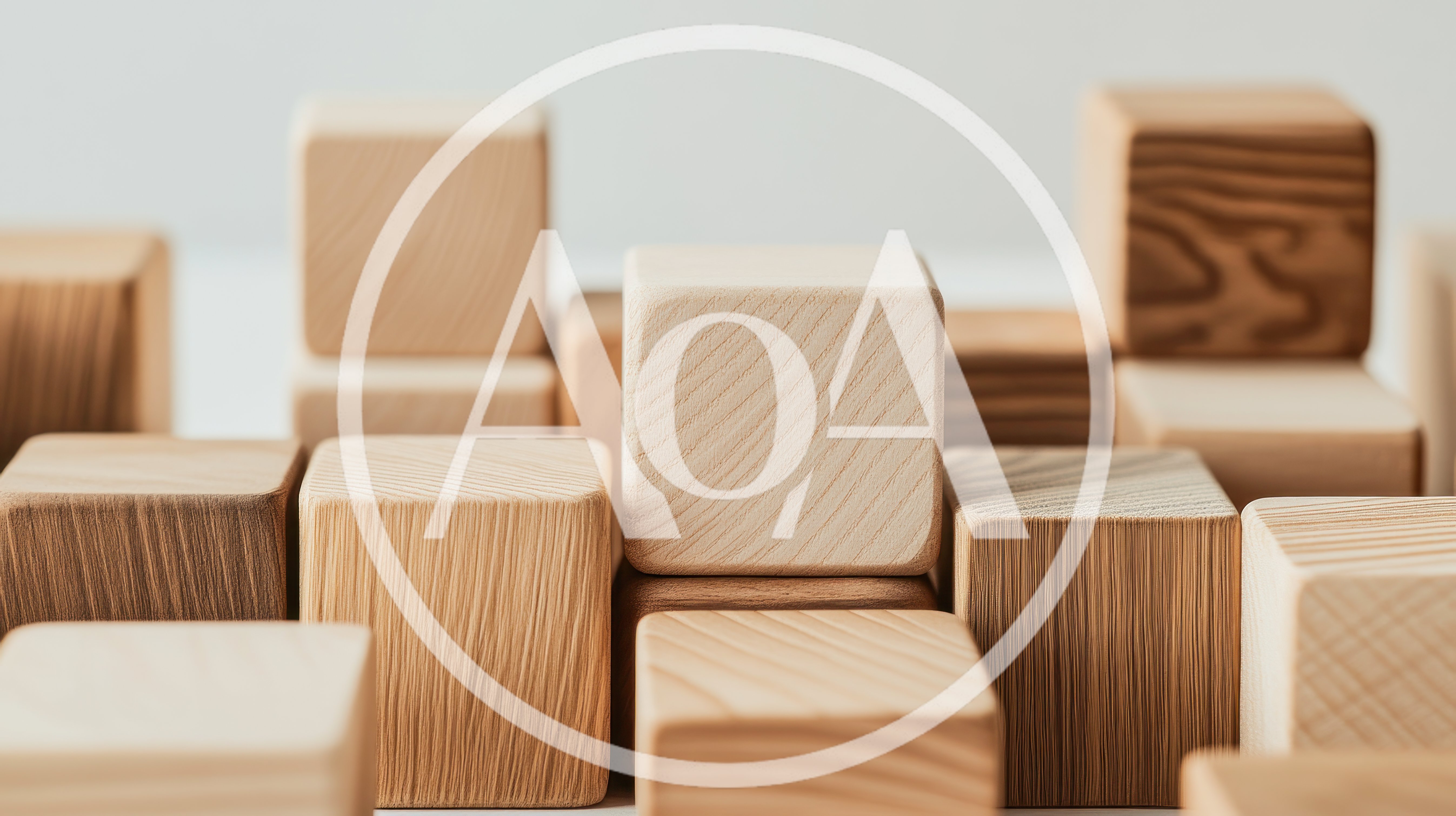 Arrangement Of Natural Wooden Cubes On White Background