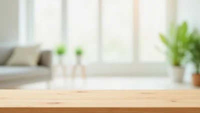 Empty Wooden Table In Bright Living Room Interior