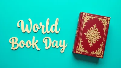 World Book Day Text With Red Decorative Book