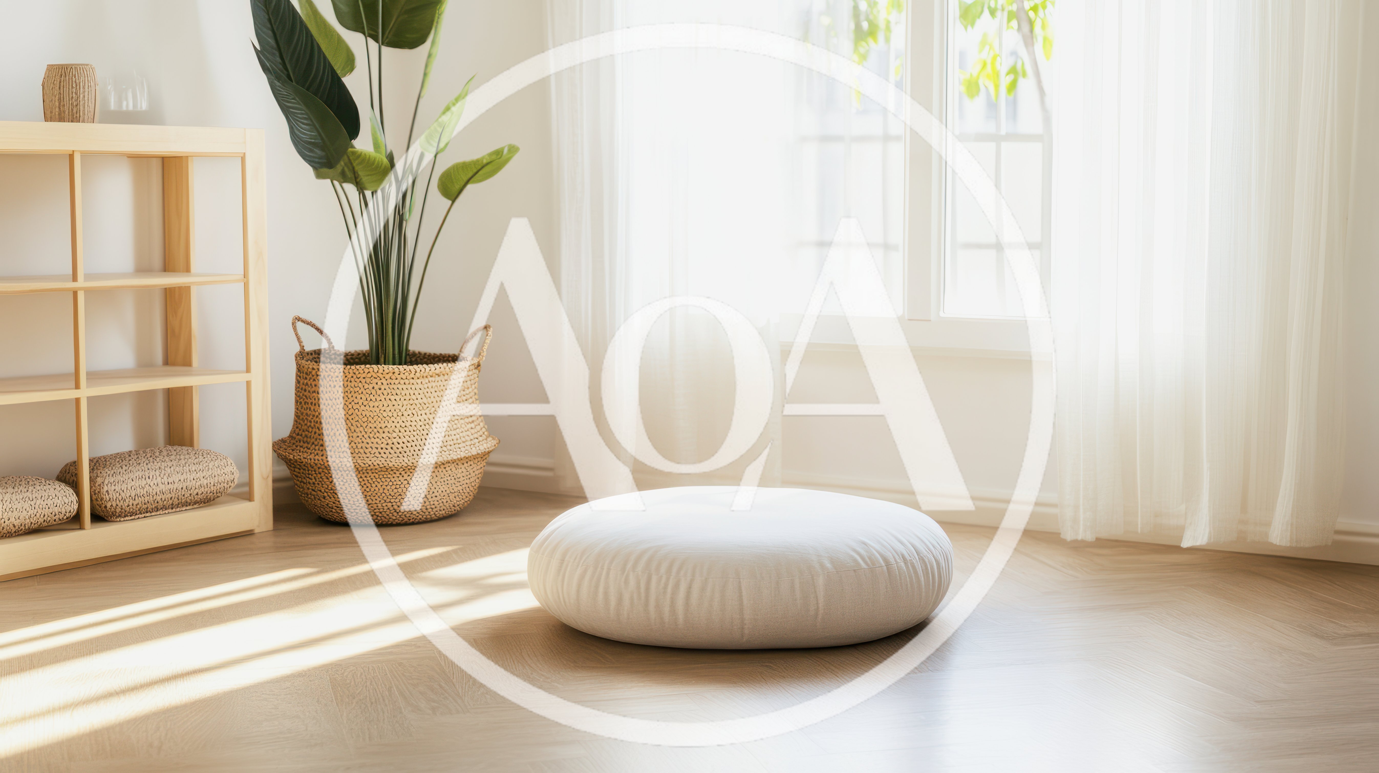 Minimalist Living Room With Floor Cushion And Plant