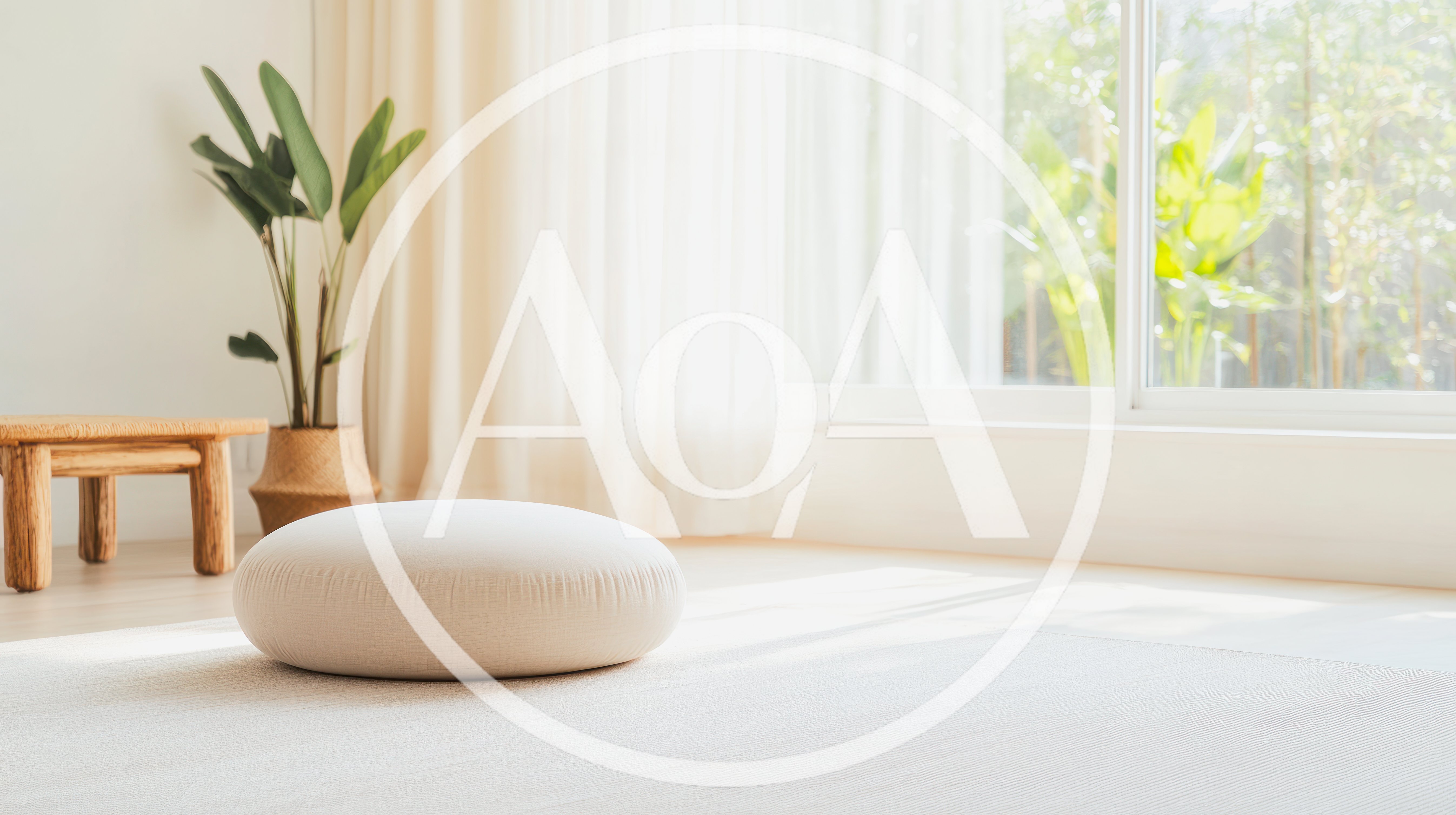 Minimalist Living Room Interior With Floor Cushion And Plant