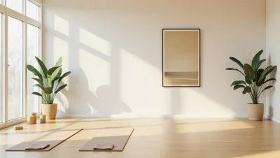 Minimalist Yoga Studio Interior With Two Mats