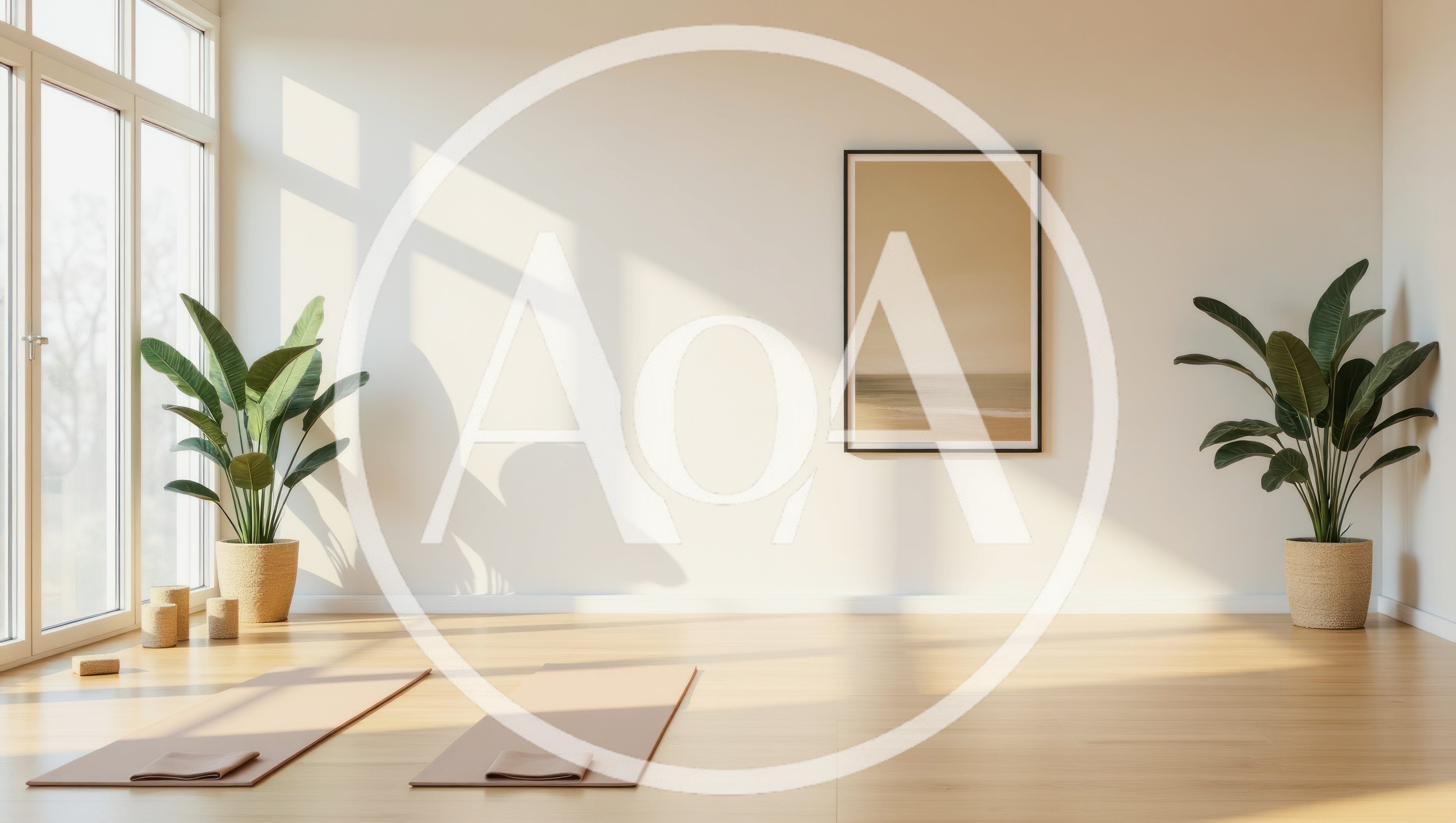 Minimalist Yoga Studio Interior With Two Mats
