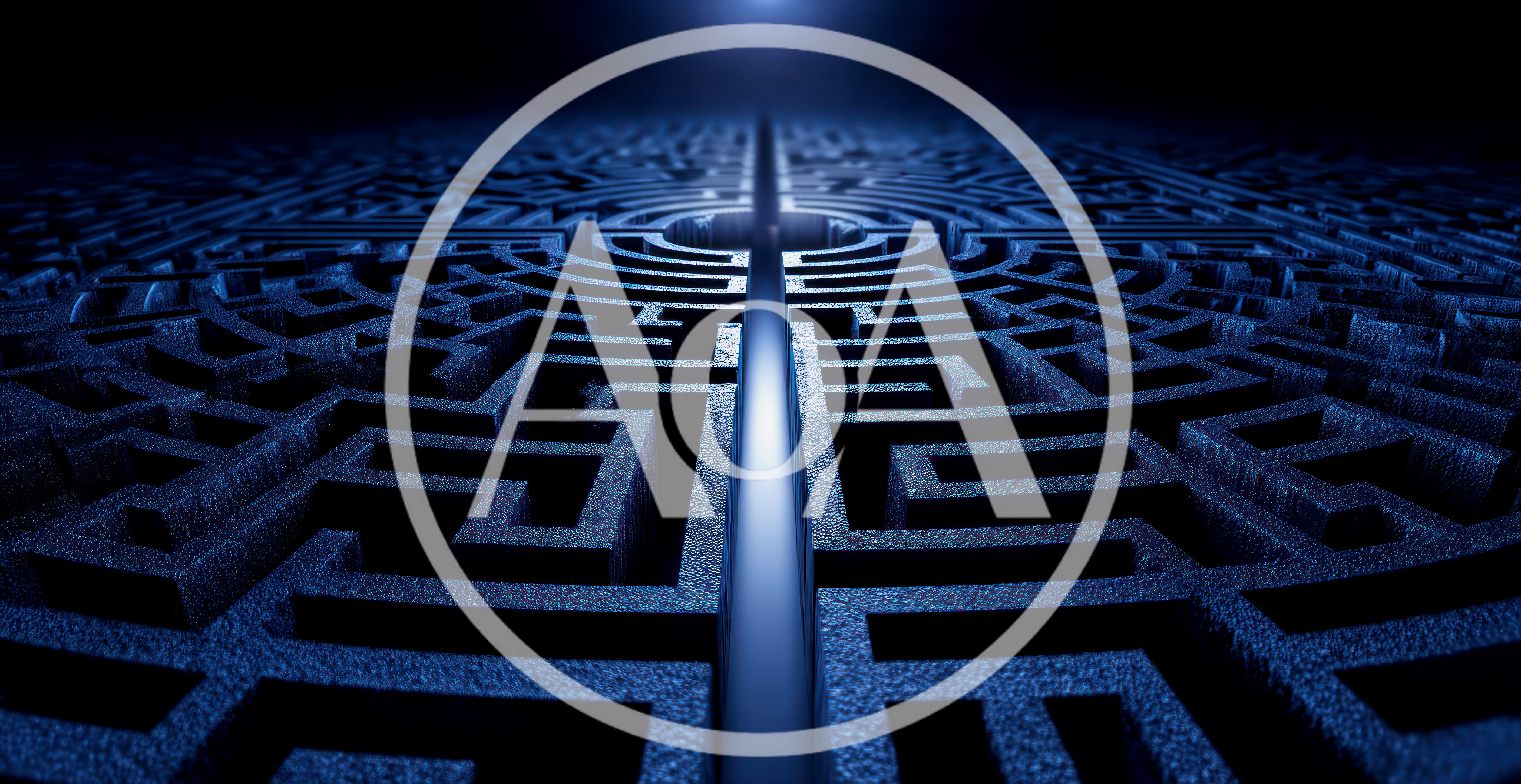 Abstract Blue Maze With Central Light Source