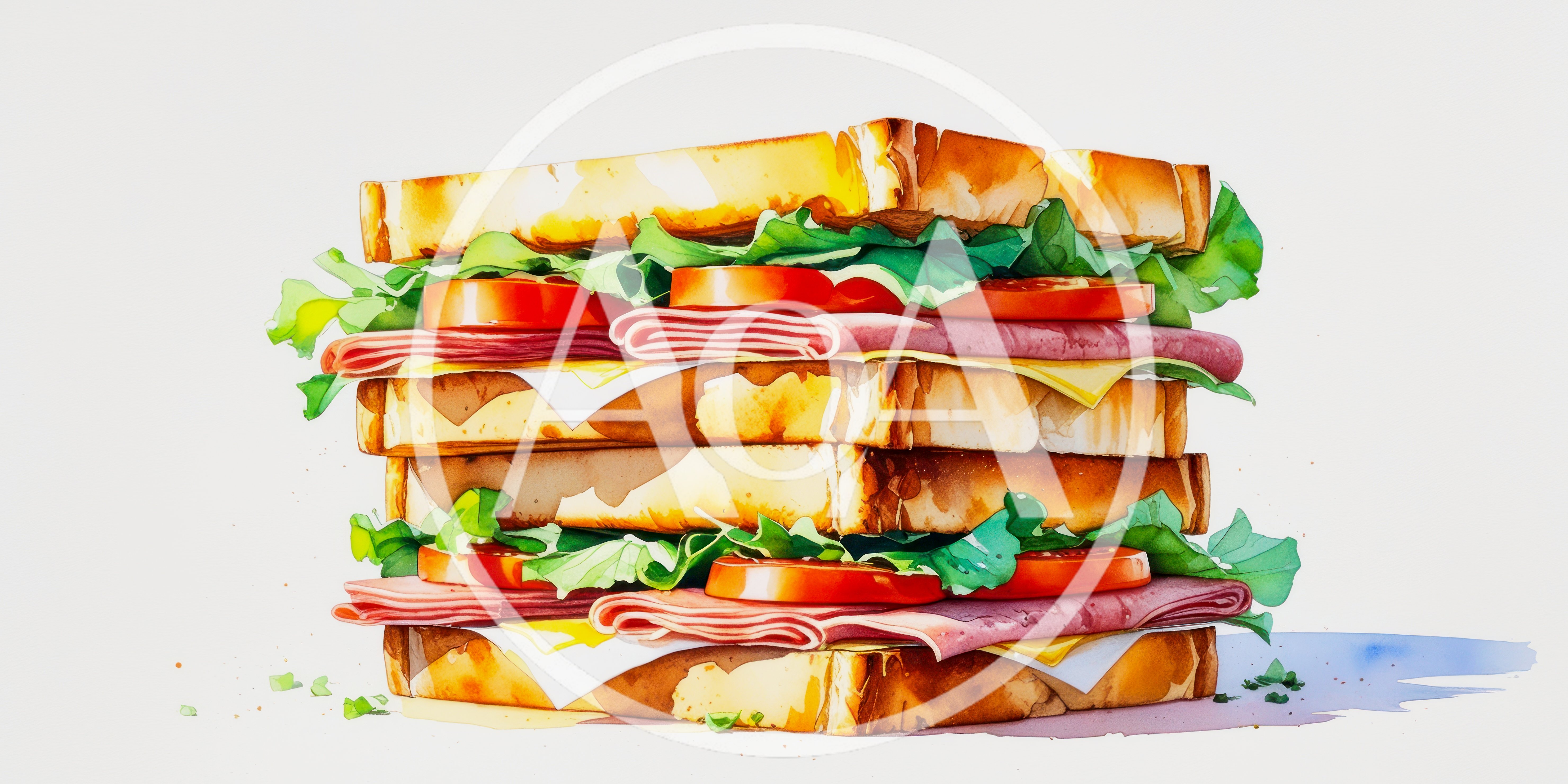 Double Decker Club Sandwich Illustration