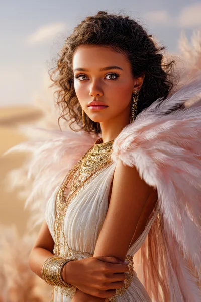Portrait Of A Beautiful Woman With Angel Wings