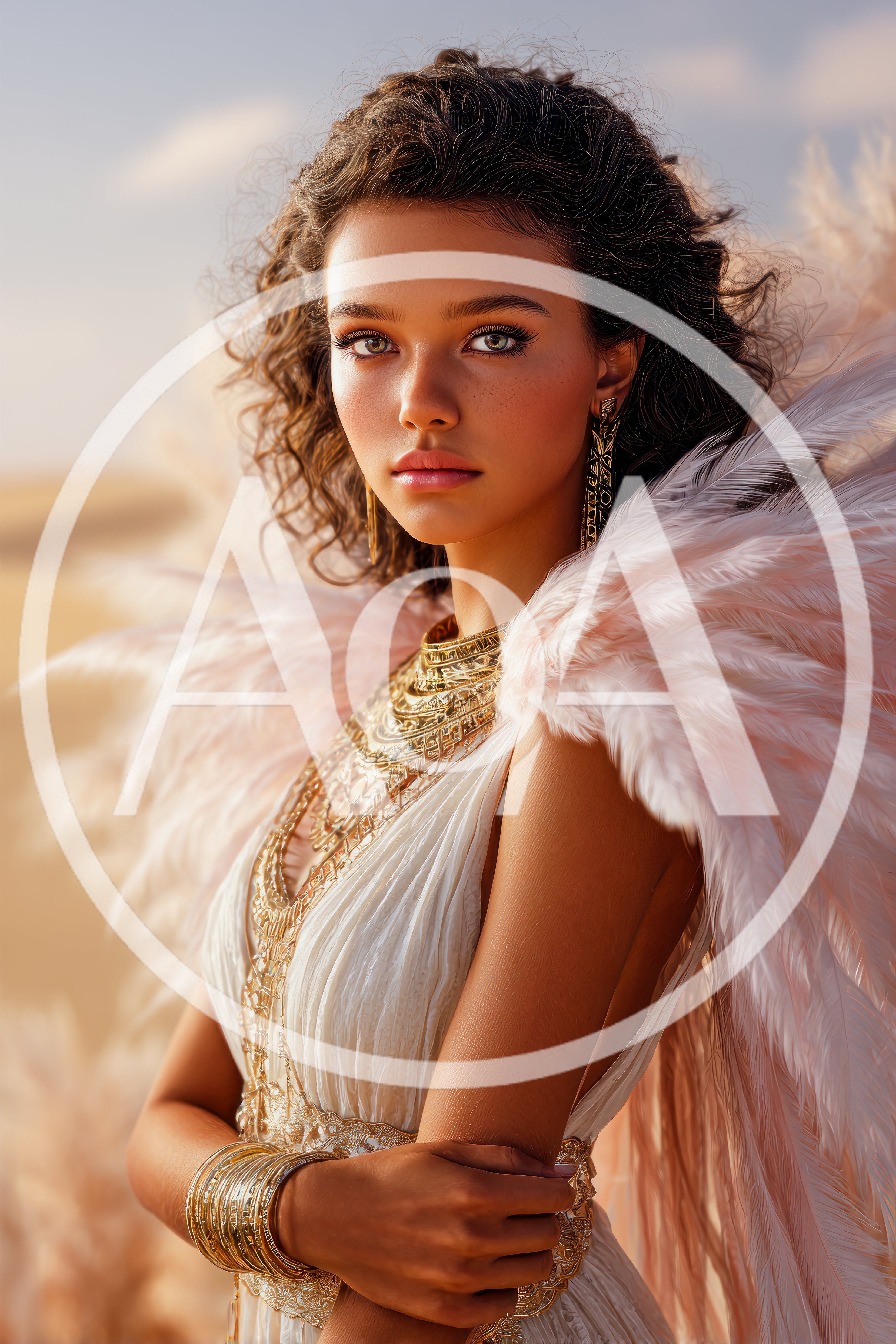 Portrait Of A Beautiful Woman With Angel Wings