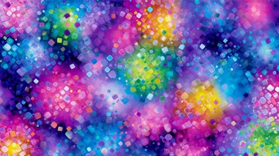 Abstract Background With Colorful Glowing Square Particles