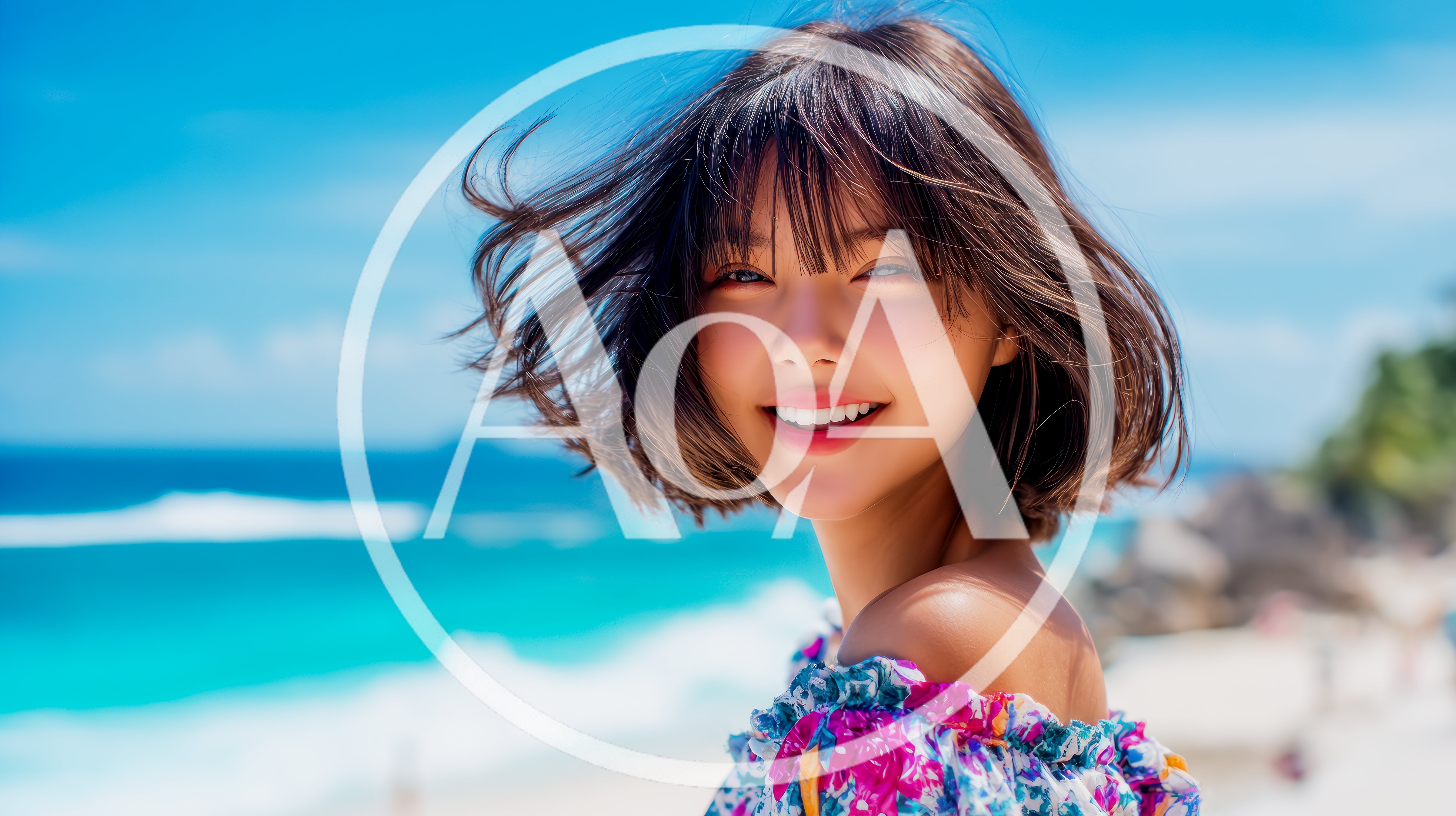 Young Asian Woman Smiling On A Tropical Beach