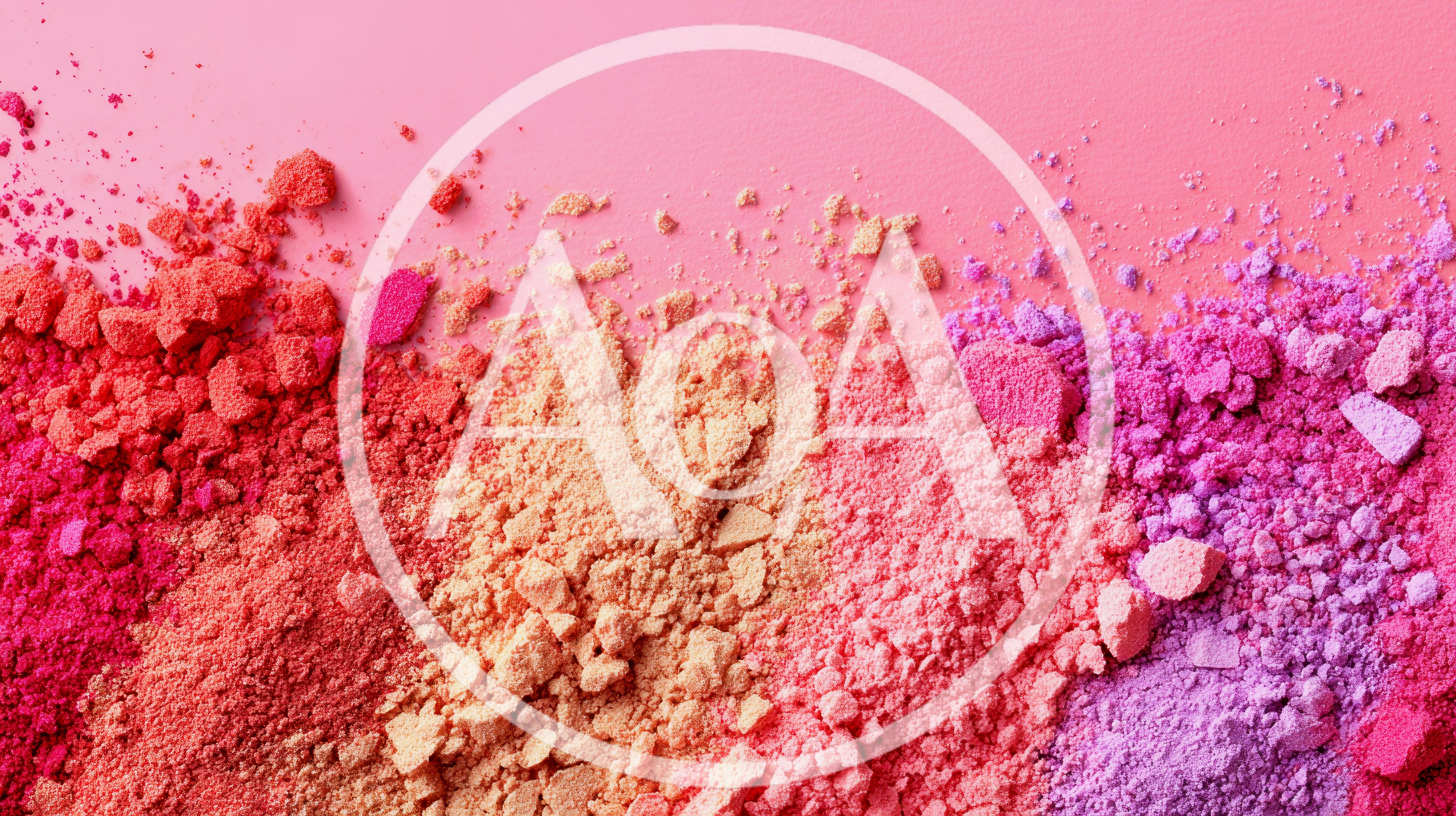 Vibrant Cosmetic Powder Pigments On Pink Background