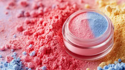 Cosmetic Powder Jar With Pink And Blue Pigments