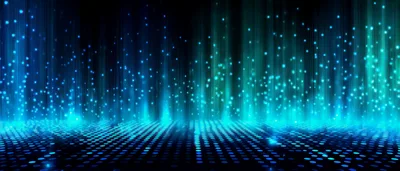 Abstract Blue Digital Particles And Light Streaks Background