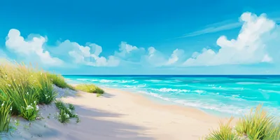 Scenic Tropical Beach With Sand Dunes And Ocean Waves