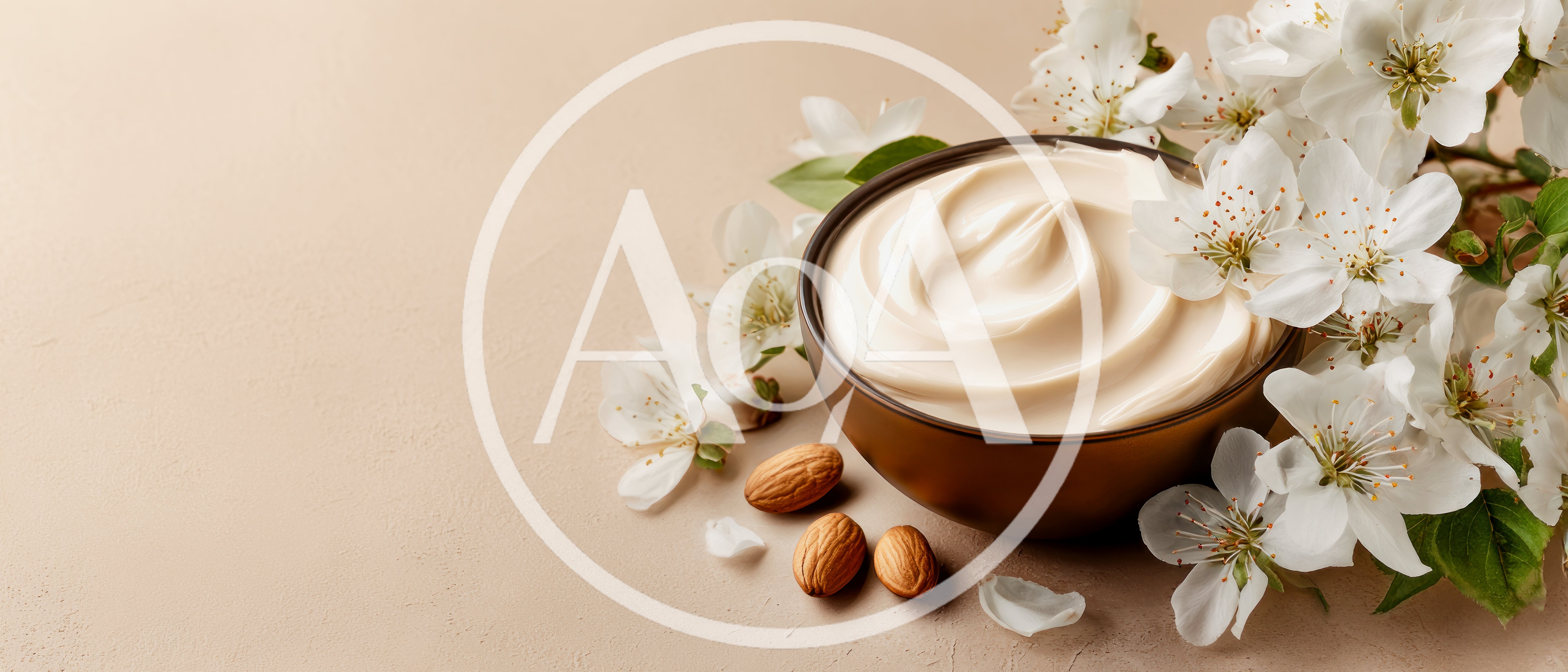 Bowl Of Almond Cream With Blossoms